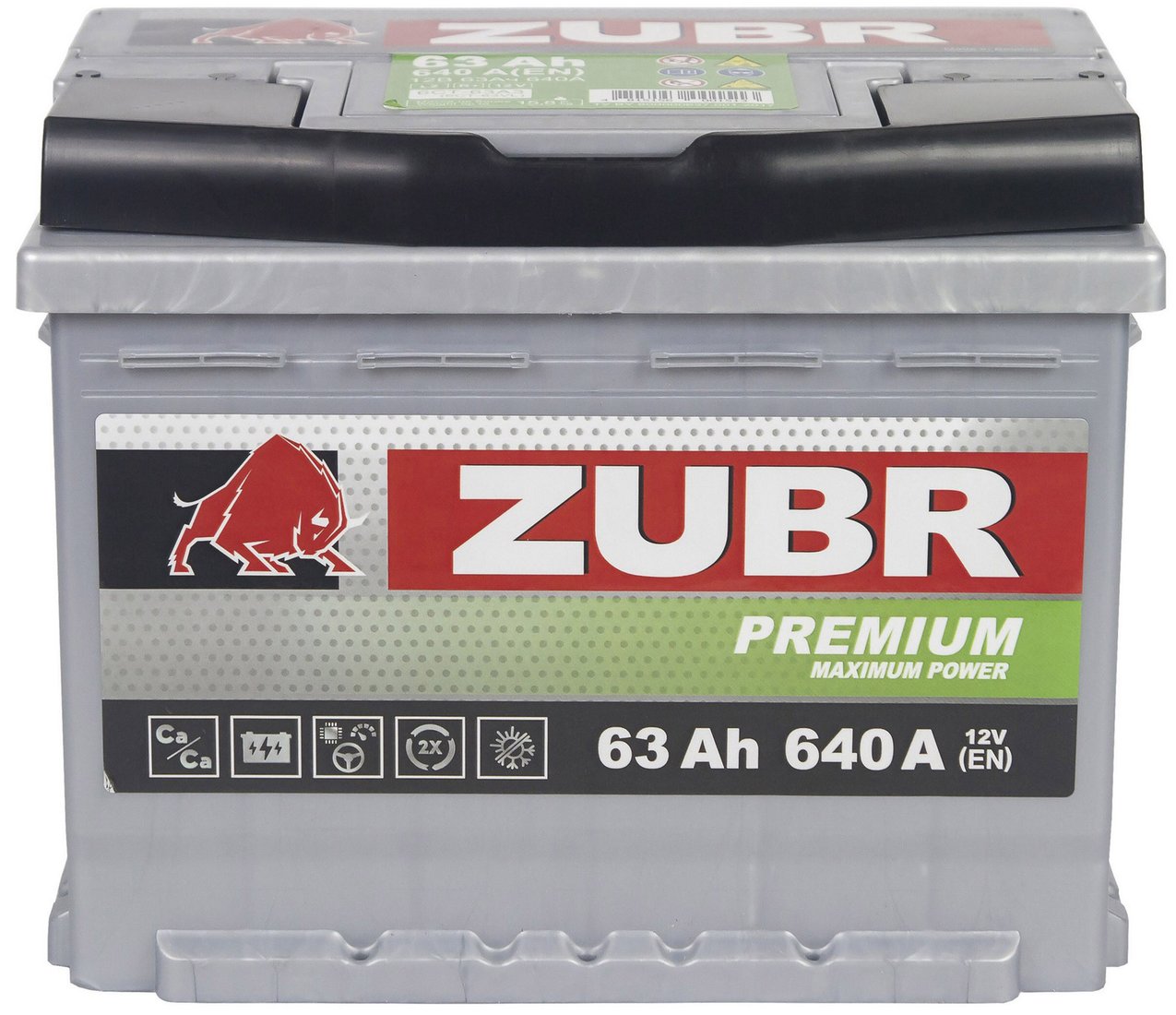 Автомобильный аккумулятор Zubr Premium L+ (63 А·ч)