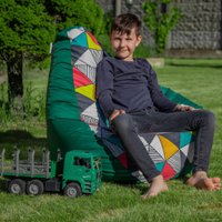 Кресло-мешок LoftyHome Груша XXL (оксфорд/велюр, зеленый)