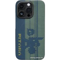 Чехол для телефона Pitaka Pixel Game Kit для iPhone 14 Pro (синий/зеленый)