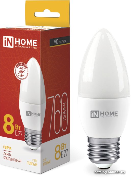 Светодиодная лампочка In Home LED-Свеча-VC 8В...