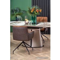 Кухонный стол Halmar Robinson (бежевый мрамор/капучино/черный)