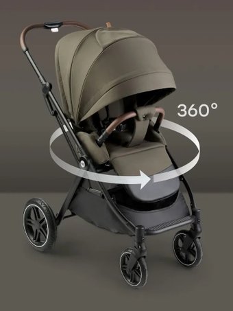 Коляска прогулочная «книга» Happy Baby Luna 360 с поворотным блоком (dark olive)