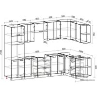 Готовая кухня Интерлиния Мила Лайт 1.68x3.0 правая без столешницы (серебристый/антрацит)
