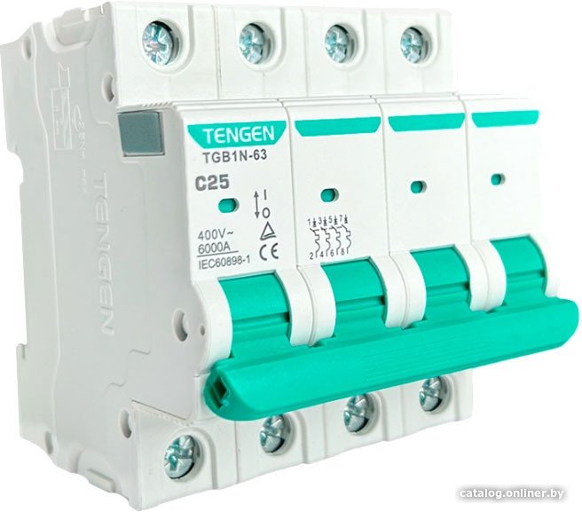 Выключатель автоматический Tengen TGB1N-63 4P 25A C 6kA 4M TGB1N-63-4-25C