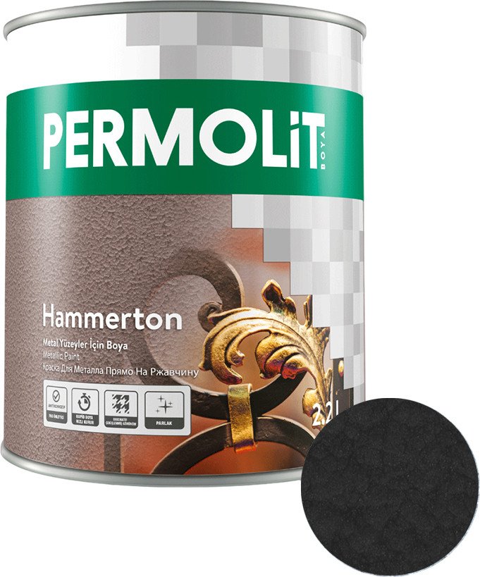 

Краска PERMOLIT Hammerton антикоррозийная с молотковым эффектом 1305 0.65 л (черный)