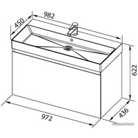  Aquanet Тумба Нью-Йорк 100 с умывальником Slim Synergy 100 (орех)