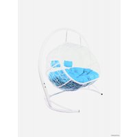 Подвесной диван M-Group Лежебока 11180103 (с белым ротангом/голубая подушка)