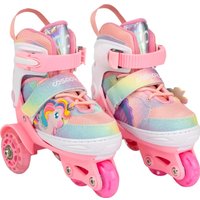 Роликовые коньки Cosmoride Fei + набор защиты (р-р 31-34, белый/розовый)