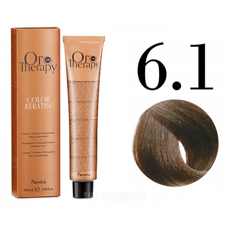 

Крем-краска Fanola ORO Therapy Color Keratin 6.1 темно-русый пепельный 100 мл