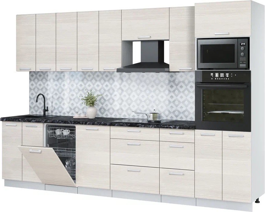 

Готовая кухня Интерлиния Мила Лайт 3.1-ПМ3 (вудлайн кремовый/вудлайн кремовый/кастилло темный)