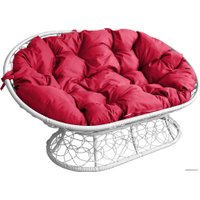 Садовый диван M-Group Мамасан 12110106 (белый ротанг/красная подушка)