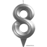 Свеча для торта Мультидом Грань Цифра 8 МС5-28 (хром)