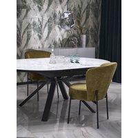 Кухонный стол Halmar Vertigo 130-180/130/76 (белый мрамор/черный)