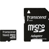 Карта памяти Transcend microSDHC (Class 10) 16GB + адаптер (TS16GUSDHC10)