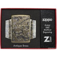 Зажигалка Zippo 49035 Armor Freedom Skull Antique Brass