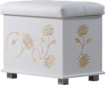 Пуфик КМК Мебель Мелани 1 0434.13-01 (белый/патина золото)