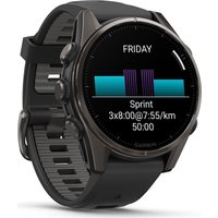 Умные часы Garmin Fenix 8 Sapphire 43мм (титановый угольно-черный DLC, пепельно-серый ремешок)