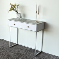 Туалетный столик без зеркала Shtabe Royal 5311 эко (мрамор каррара/белый/р.золото)
