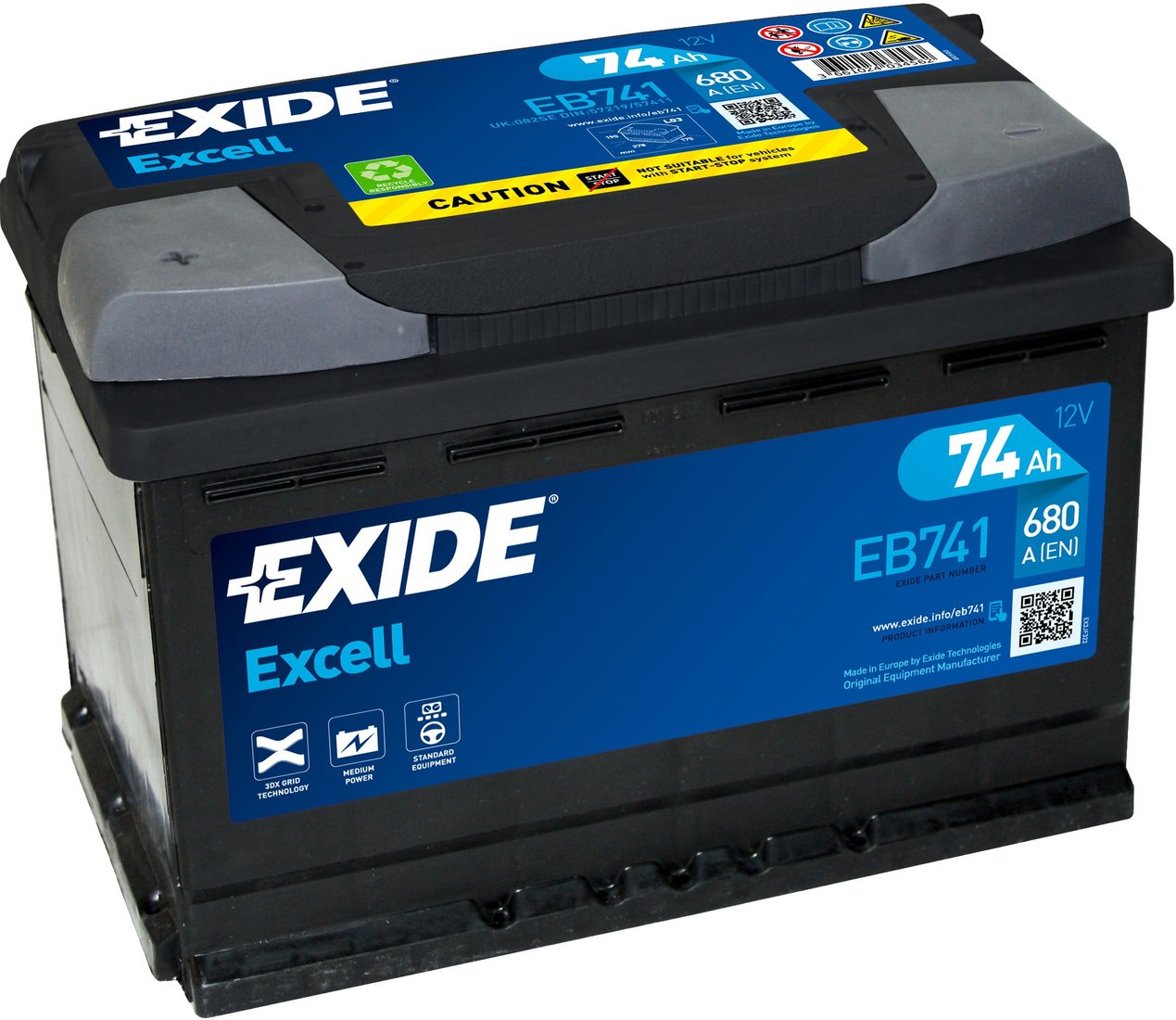

Автомобильный аккумулятор Exide Excell EB741 (74 А/ч)