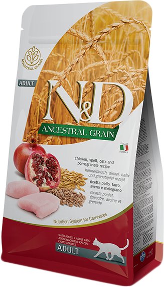 

Сухой корм для кошек Farmina N&D Ancestral Grain Chicken & Pomegranate Adult (с курицей, спельтой, овсом и гранатом) 300 г