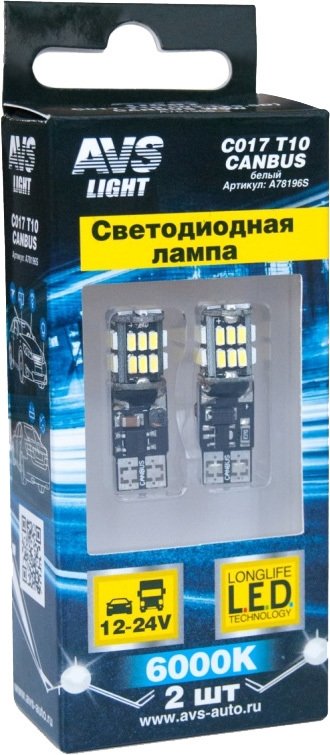 

Светодиодная лампа AVS T10 C017 2шт