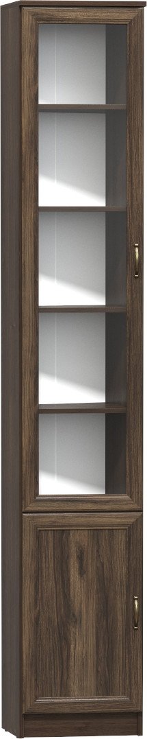 Шкаф-витрина Олмеко В-21 М со стеклом (дуб кальяри/белый/Masa Decor дуб катания/Masa Decor дуб катания)