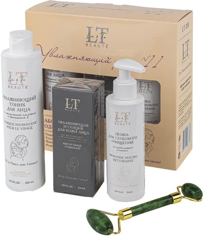 

La and Te beaute Набор косметики Увлажняющий уход Тоник+Эссенция+Пенка+Массажный рол. LT11R