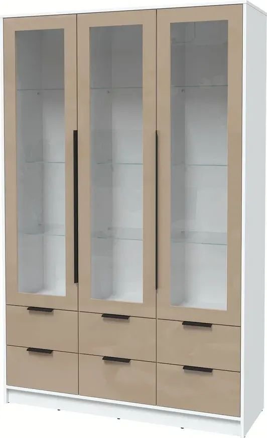 

Шкаф-витрина Интерлиния Концепт КТ-ШВ3 Глосс (белый платинум/капучино глянец)