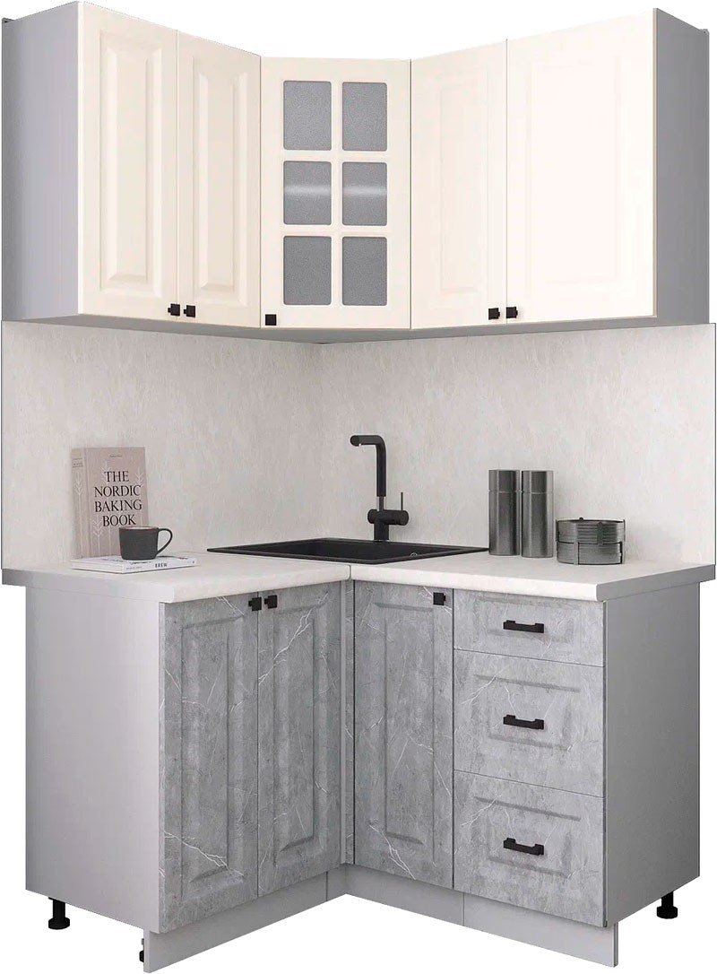 

Готовая кухня Интерлиния Мила Деко 1.2x1.3 (керамика/белый/опал светлый)