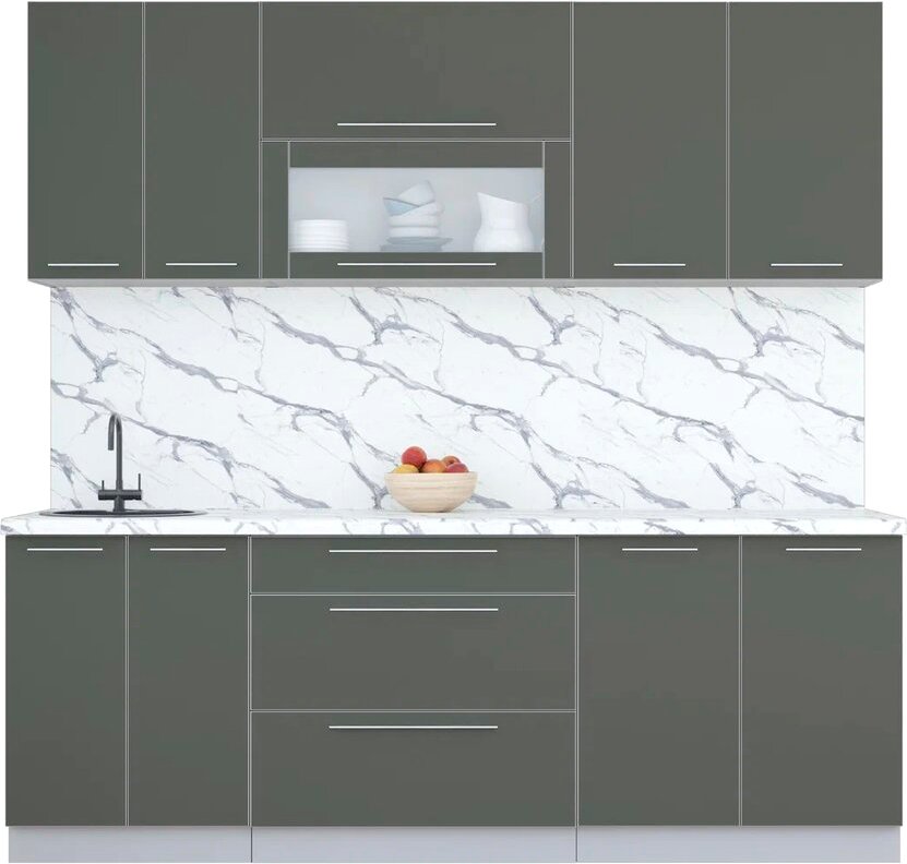 

Кухонный модуль Интерлиния Мила Пластик 2.2 В (шторм/шторм/белый гранит)