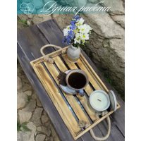 Поднос Florbox Деревянный декоративный с ручками 42x26x3 см (обжиг)