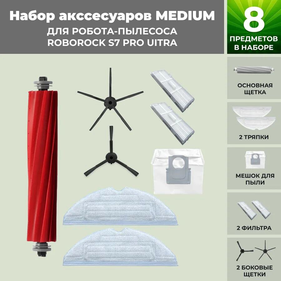 

Набор аксессуаров USBTOP для Roborock S7 Pro UItra (черные боковые щетки) 558479