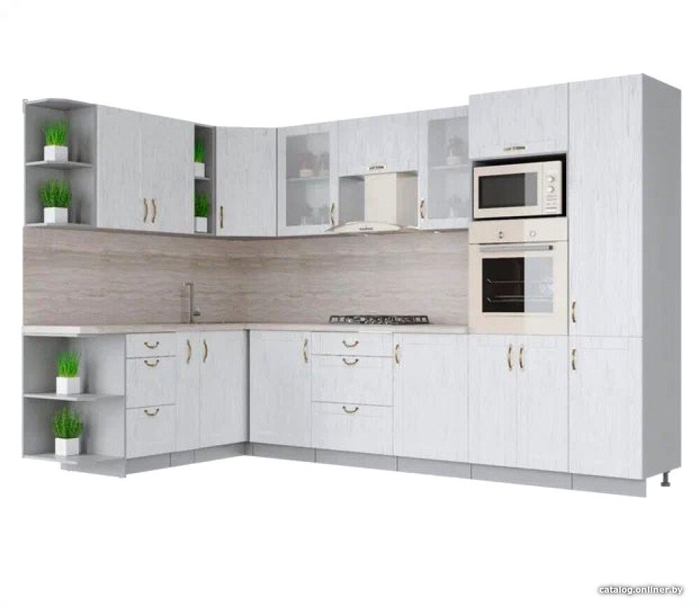Готовая кухня Интерлиния Мила Крафт 1.88x3.2 левая (дуб полярный)