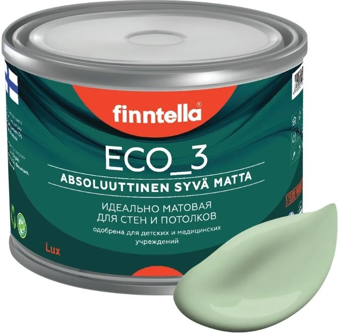 

Краска Finntella Eco 3 Wash and Clean Omena F-08-1-3-LG201 2.7 л (светло-зеленый)