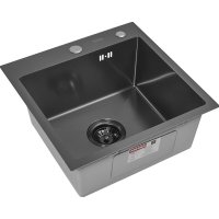 Кухонная мойка ARFEKA ECO AR 450*450 BLACK PVD NANO DECOR MILLET GRAINS (настольная)
