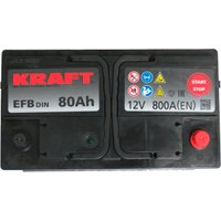 Автомобильный аккумулятор KRAFT EFB 80 R+ (80 А·ч)