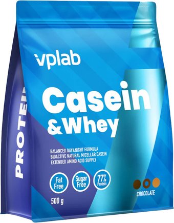 Казеин Vplab Casein & Whey (шоколад, 500г)