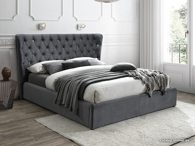 Кровать Signal Carven Velvet 160x200 (серый)