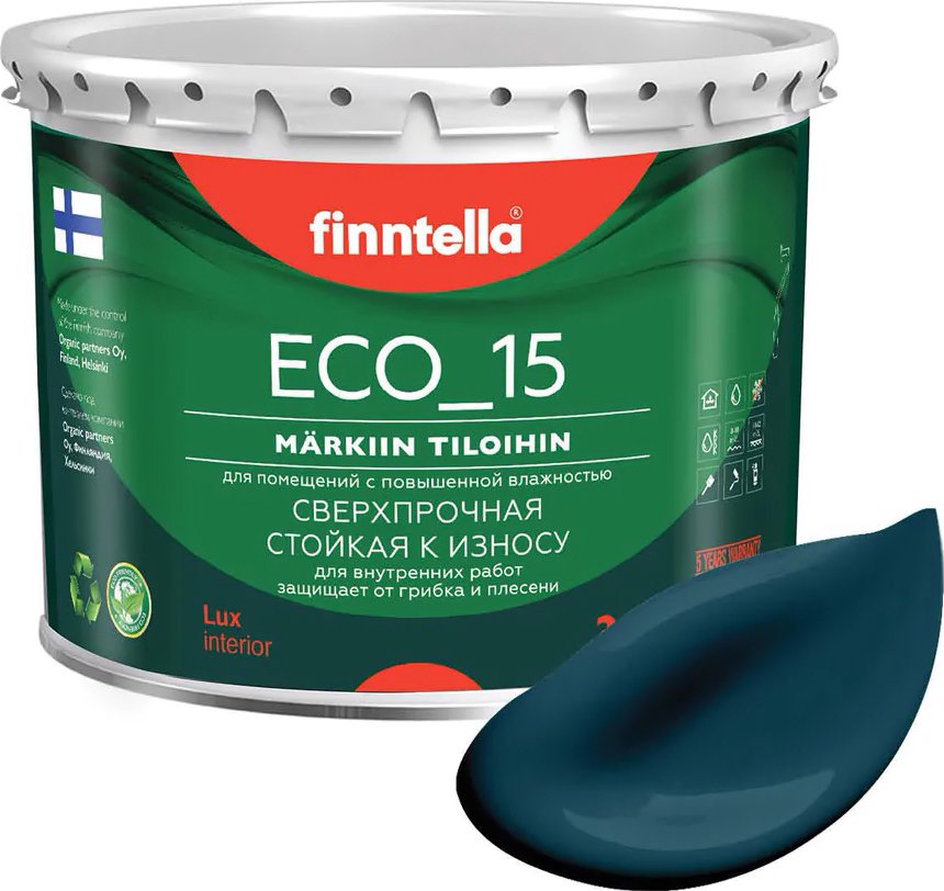 

Краска Finntella Eco 15 Valtameri F-10-1-3-FL010 2.7 л (темно-бирюзовый)