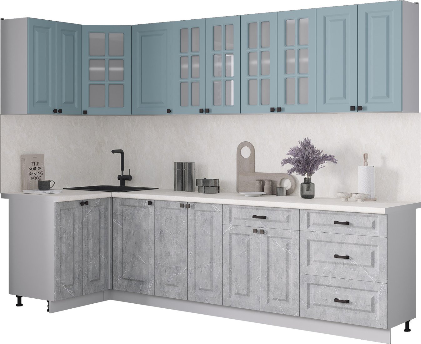 

Готовая кухня Интерлиния Мила Деко 1.2x2.8 (керамика/океан/опал светлый)