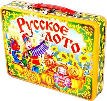 

Настольная игра Десятое королевство Русское лото в жестяном чемоданчике Скоморохи 01730