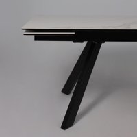 Кухонный стол Аврора Монако New 1600/2240x900 (камень белый Greys White/черный матовый)