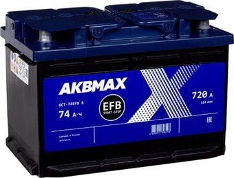 Автомобильный аккумулятор AKBMAX EFB R+ (74 А·ч)
