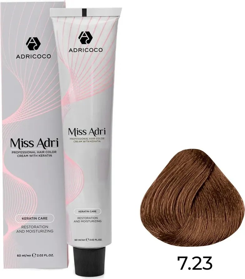 

Крем-краска Adricoco Miss Adri 7.23 (100мл, блонд перламутровый золотистый)