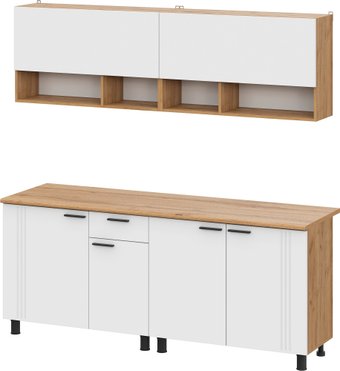 Готовая кухня Mio Tesoro Монако 2.0м (дуб золотой/белый матовый/дуб вотан)