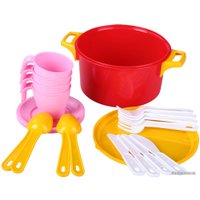 Набор игрушечной посуды Альтернатива Хозяйка М2225 (белый/розовый/красный/желтый, 4 персоны)