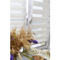 Шторы день-ночь Delfa СРШ 01МКД DN-408 81x160 (под лен, рисунок натур)