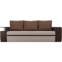 Диван Лига диванов Майами 103003 (рогожка/экокожа/рогожка, бежевый/коричневый)