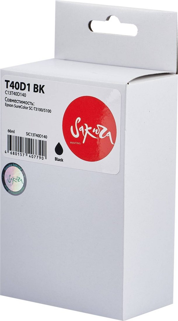 

Картридж Sakura Printing SIC13T40D140 (аналог Epson T40D1 BK)