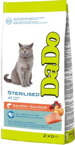 Сухой корм для кошек Dado для стерилизованных с лососем 2 кг